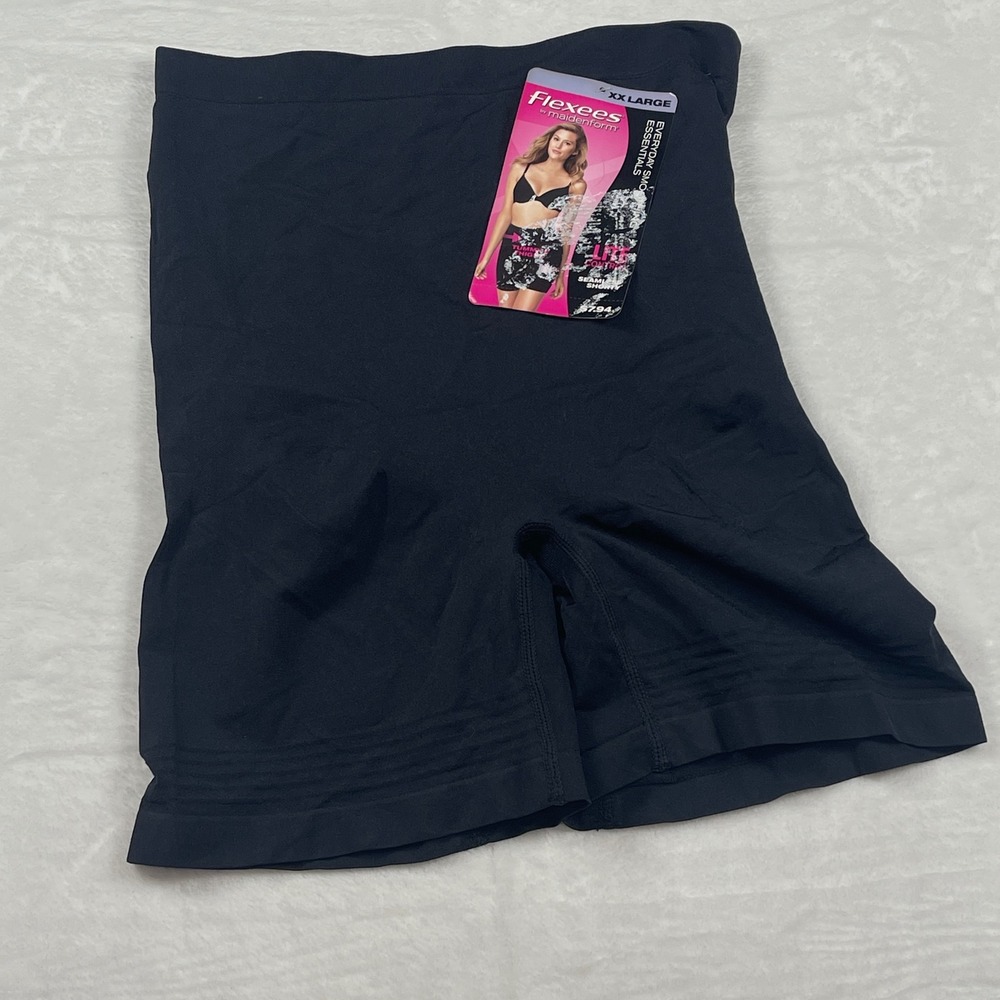 Maidenform Flexees Womens XXL‎ Black Shapewear Shorts Tummy Control 83029 NWT